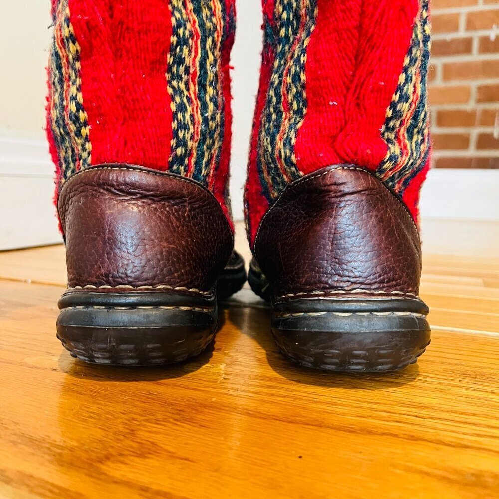 Born Tizoc Indian Blanket Wool Brown Leather Size 9.5 Mid Calf Fashion Boots - Picture 3 of 16